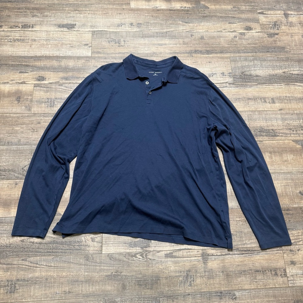 Robert Barakett Dark Blue Long Sleeve Polo Men's Size XXL 3 Button Down